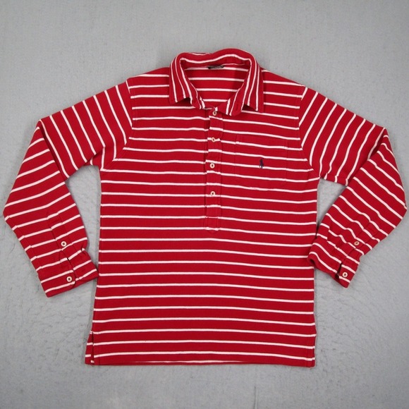 Polo Ralph Lauren Other - Vintage Polo Ralph Lauren Mens Large Red Striped Waffle Long Sleeve Polo Shirt